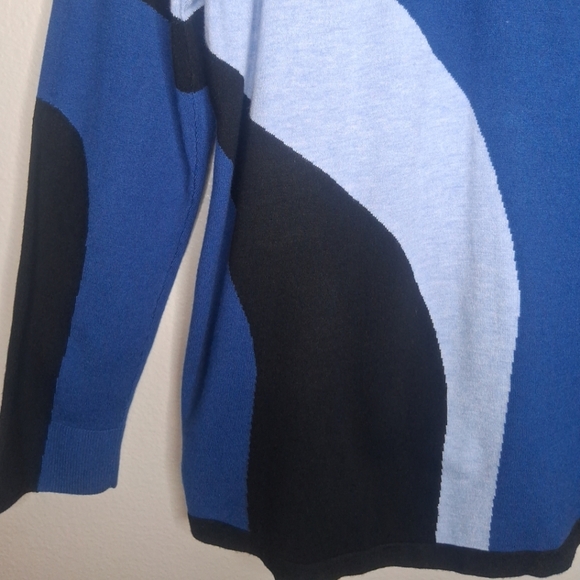 NWT Chico’s Zenergy Luxe Cashmere Blend Royal Blue Colorblock Pullover Sweater - Picture 6 of 16